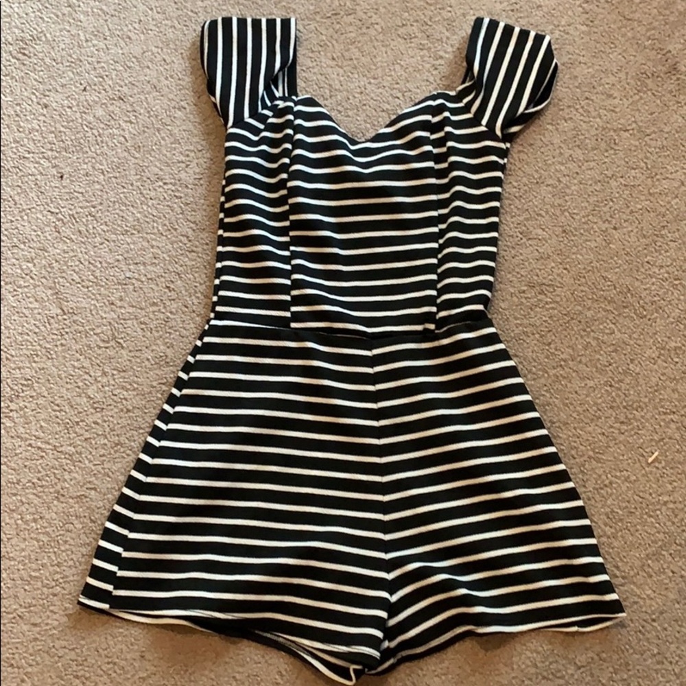 Charlotte Russe Black & White Striped Romper